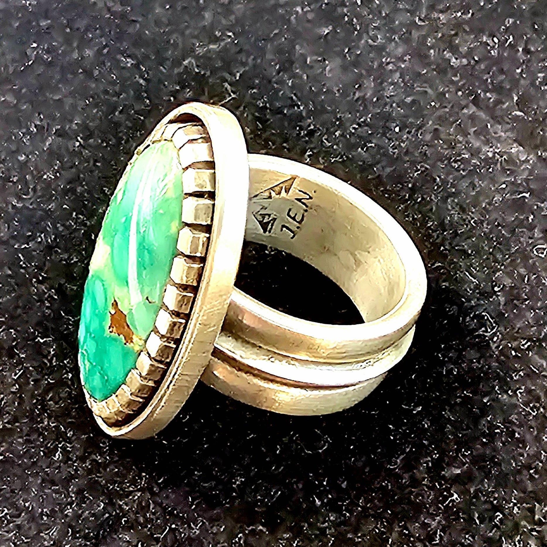 Heavy Sterling Silver Ring w/ Turquoise. sz. 9.25