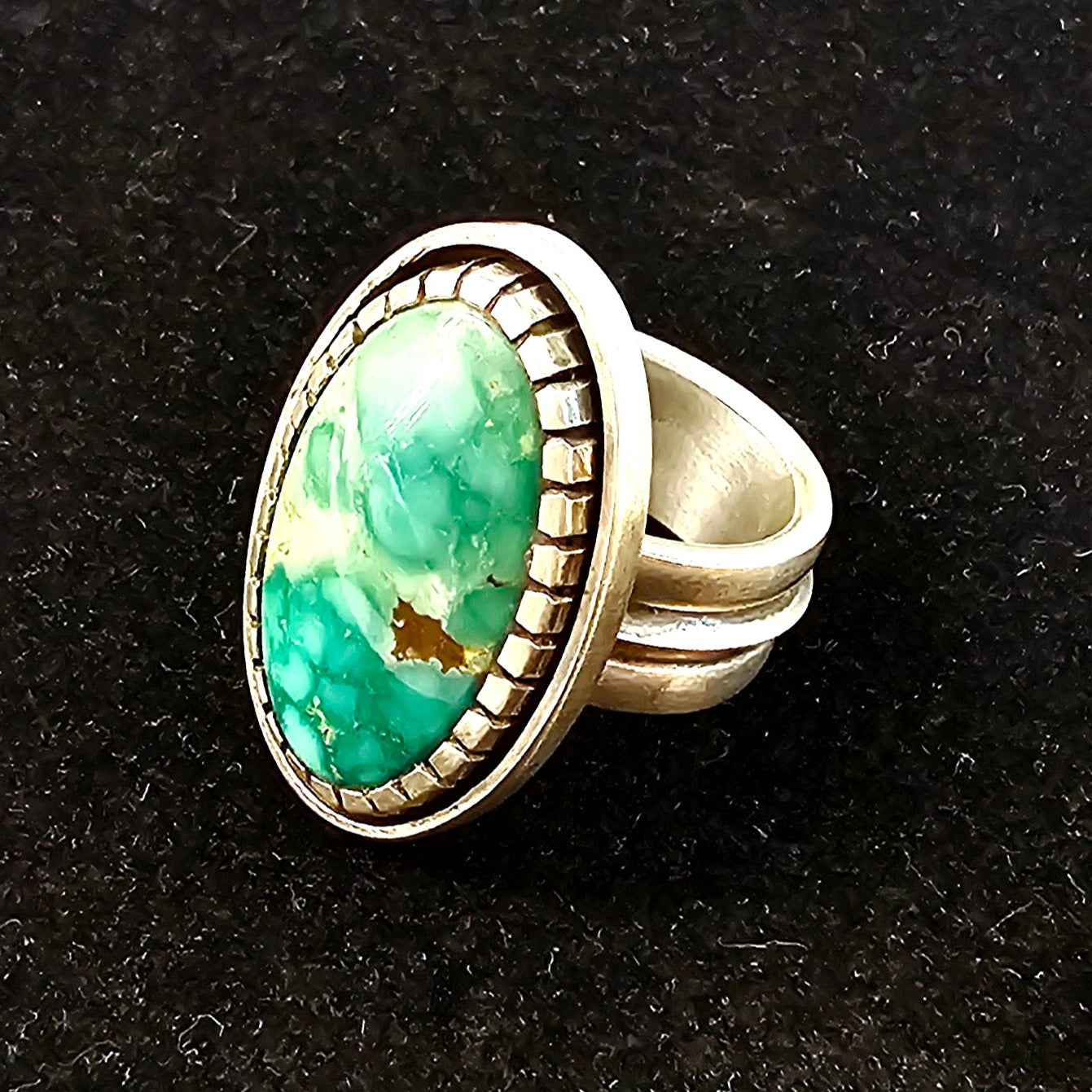 Heavy Sterling Silver Ring w/ Turquoise. sz. 9.25