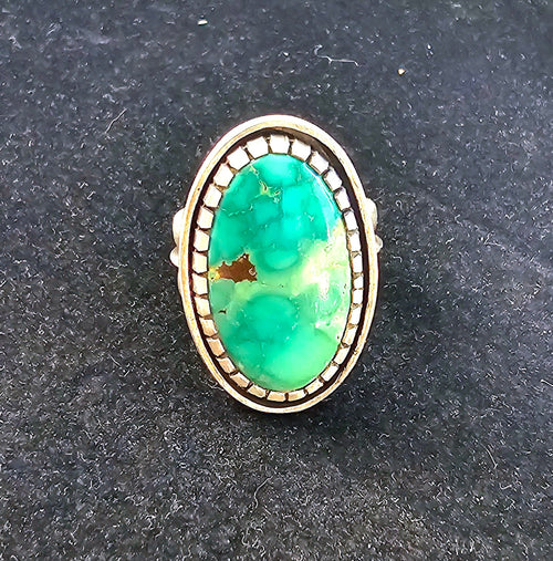Heavy Sterling Silver Ring w/ Turquoise. sz. 9.25