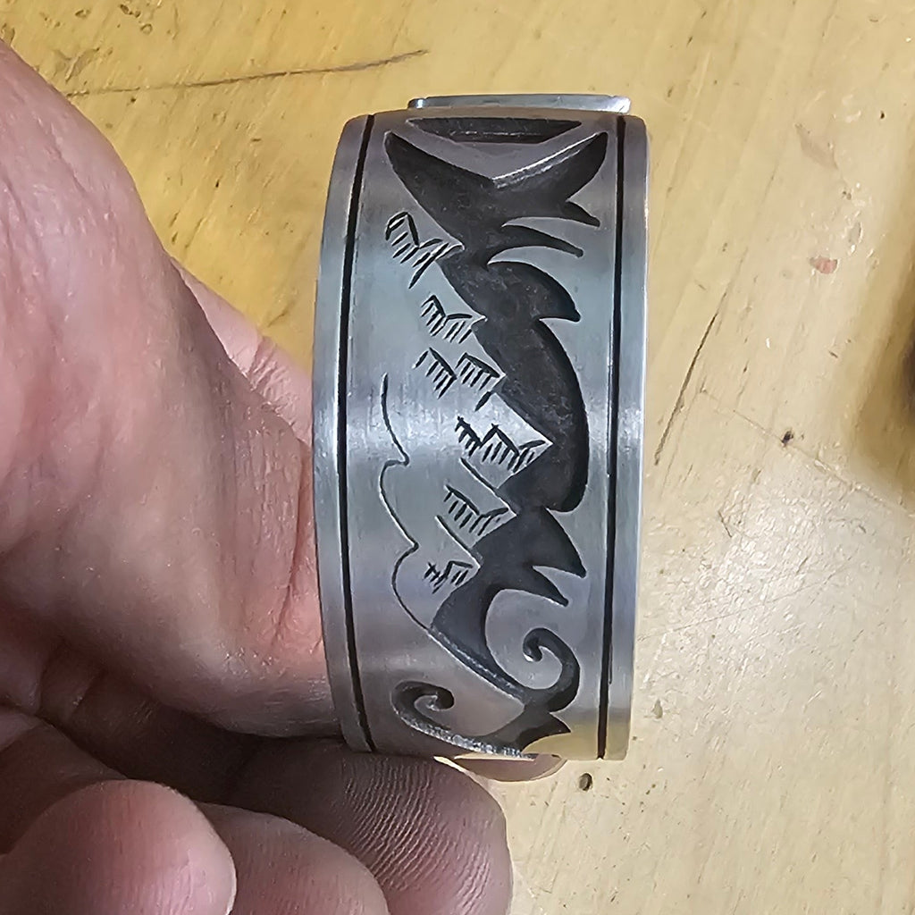 Sterling Silver Landscape Cuff