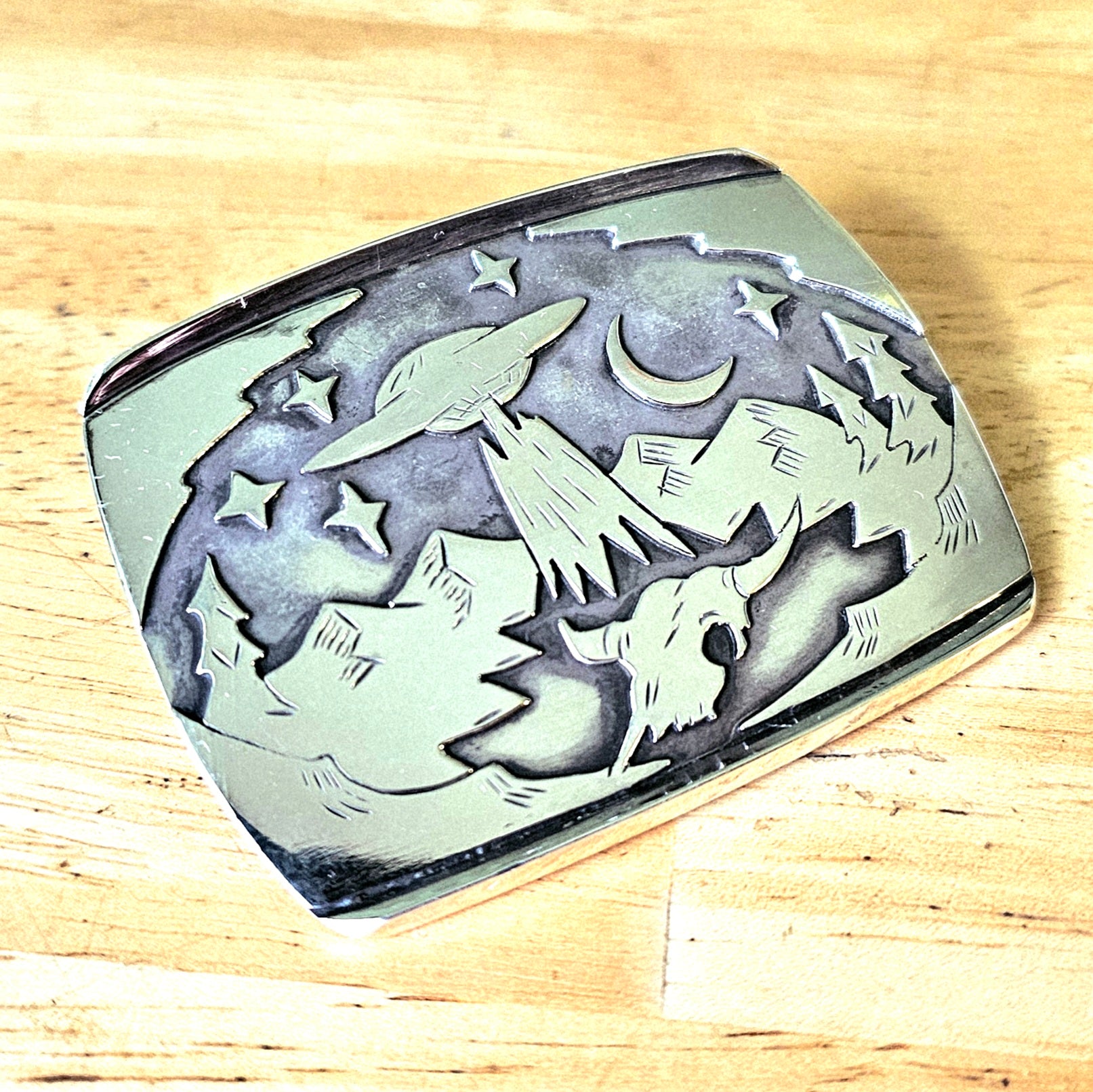 Heavy Sterling Silver UFO Belt Buckle