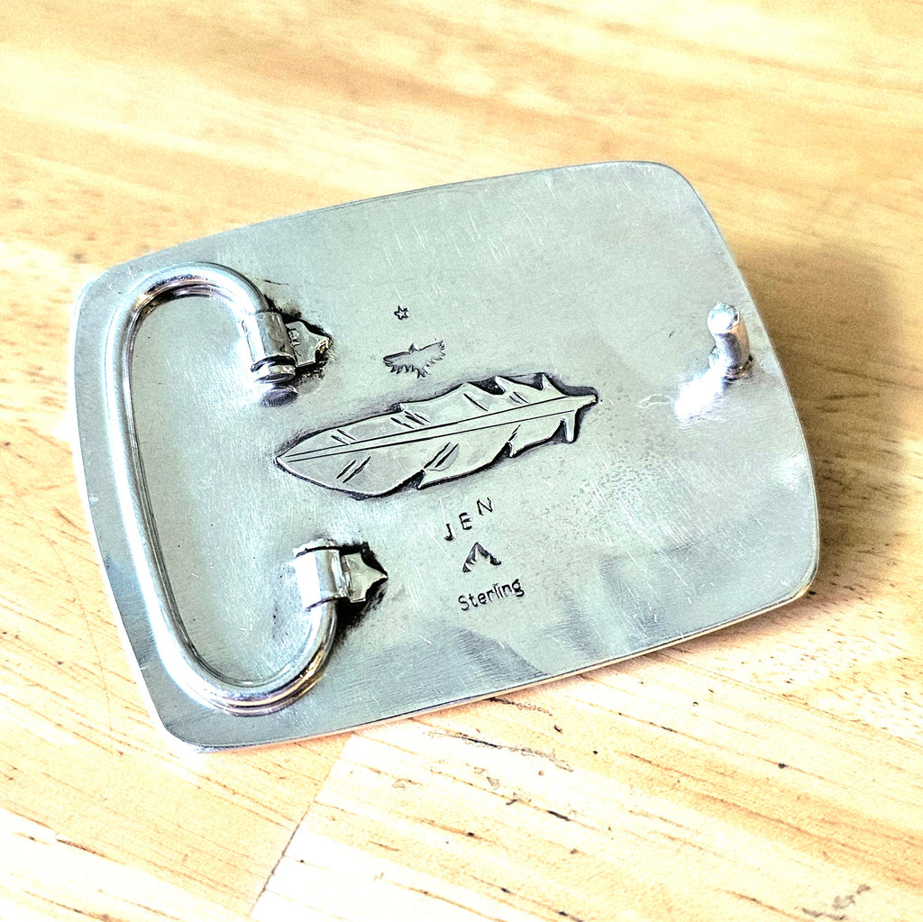 Heavy Sterling Silver UFO Belt Buckle