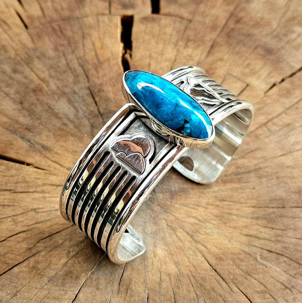 Sterling Silver Raven bracelet w/ Gem Silica