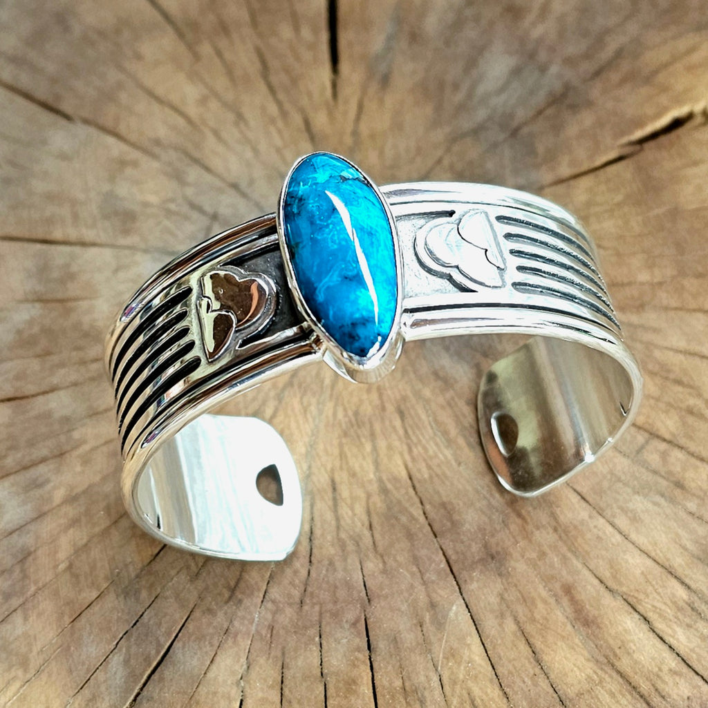 Sterling Silver Raven bracelet w/ Gem Silica