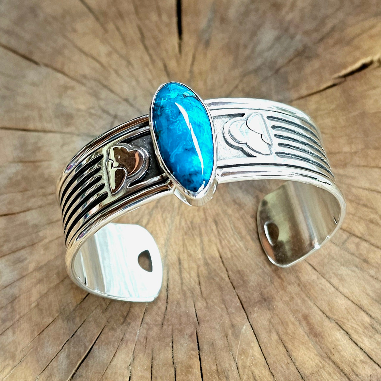 Sterling Silver Raven bracelet w/ Gem Silica