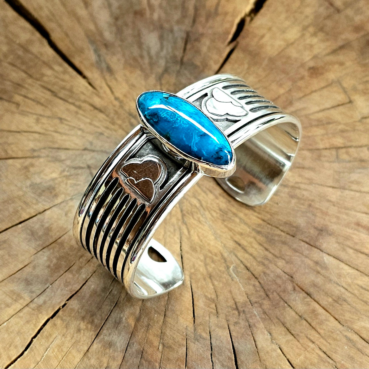 Sterling Silver Raven bracelet w/ Gem Silica