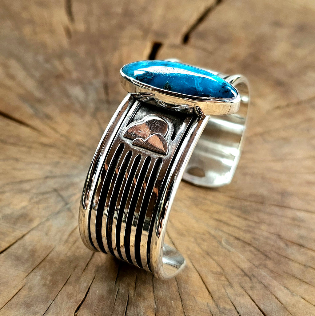 Sterling Silver Raven bracelet w/ Gem Silica
