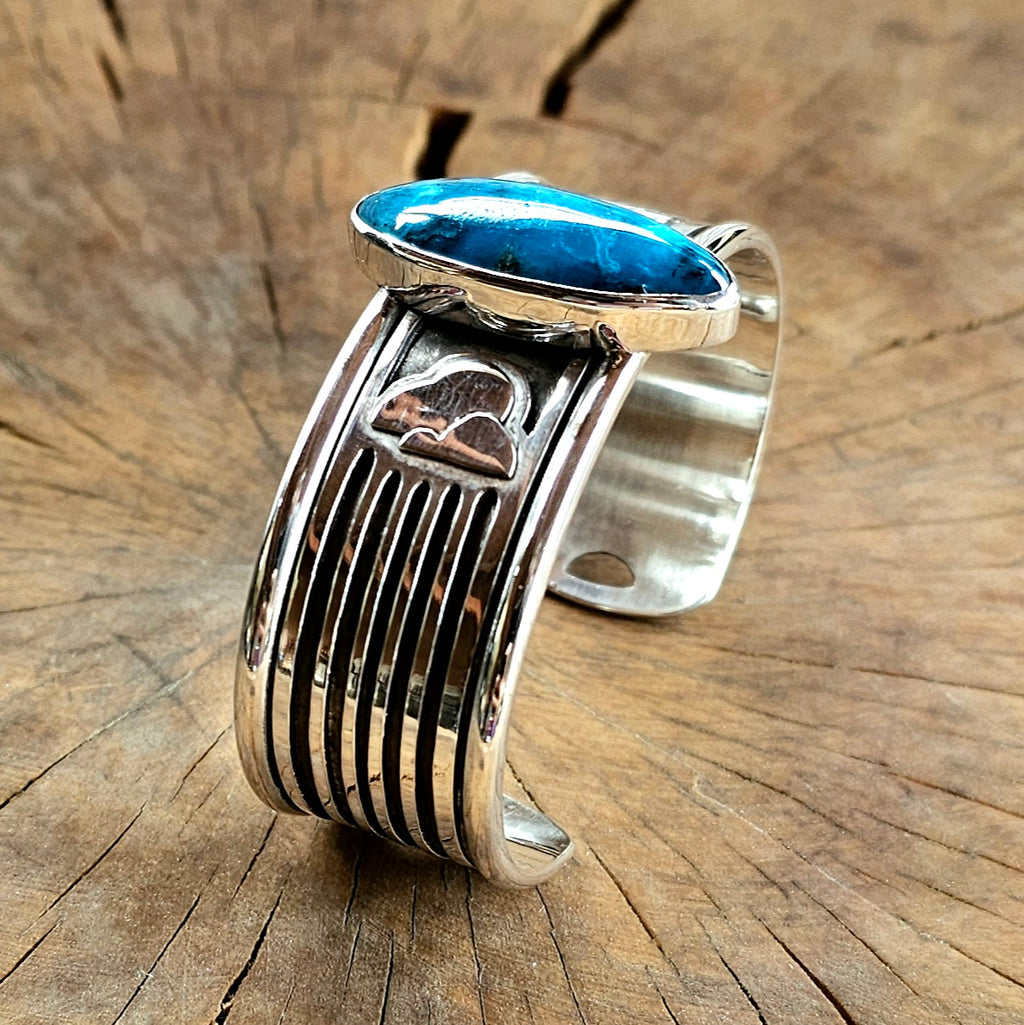 Sterling Silver Raven bracelet w/ Gem Silica
