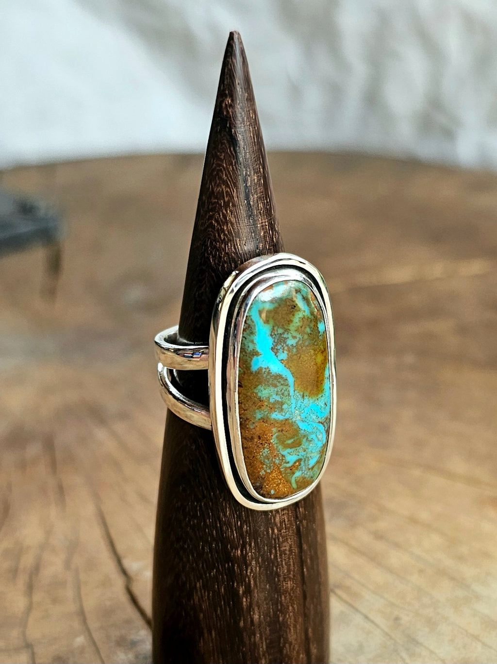 Sterling Silver Ring w/ Royston Turquoise. sz. 9.75