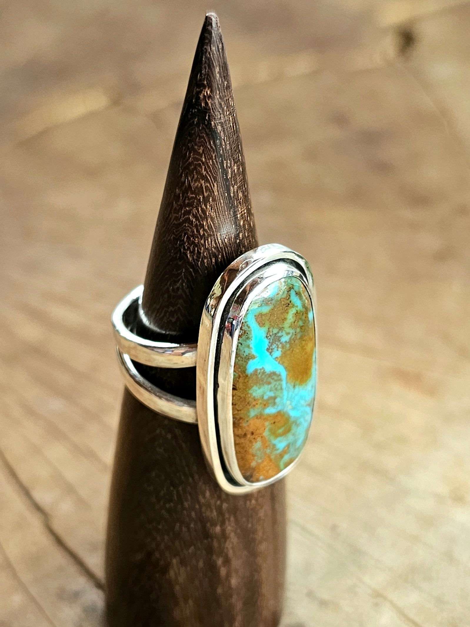 Sterling Silver Ring w/ Royston Turquoise. sz. 9.75
