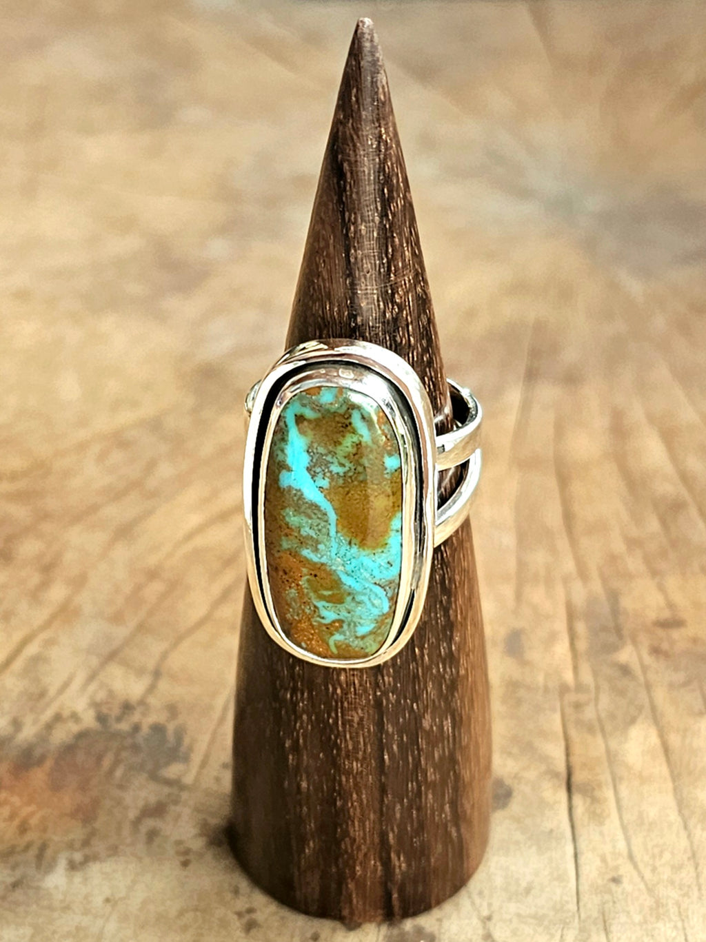 Sterling Silver Ring w/ Royston Turquoise. sz. 9.75