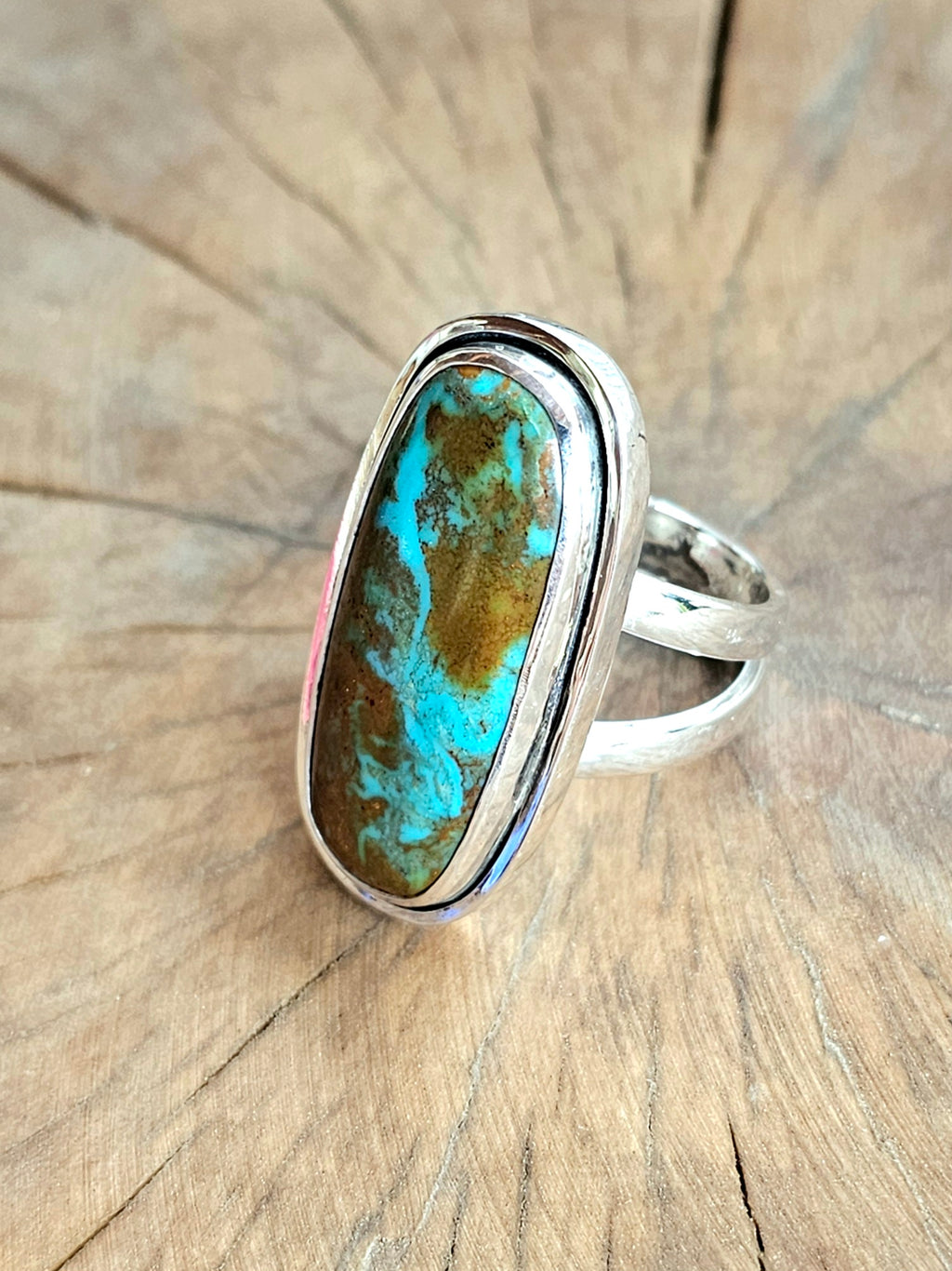 Sterling Silver Ring w/ Royston Turquoise. sz. 9.75