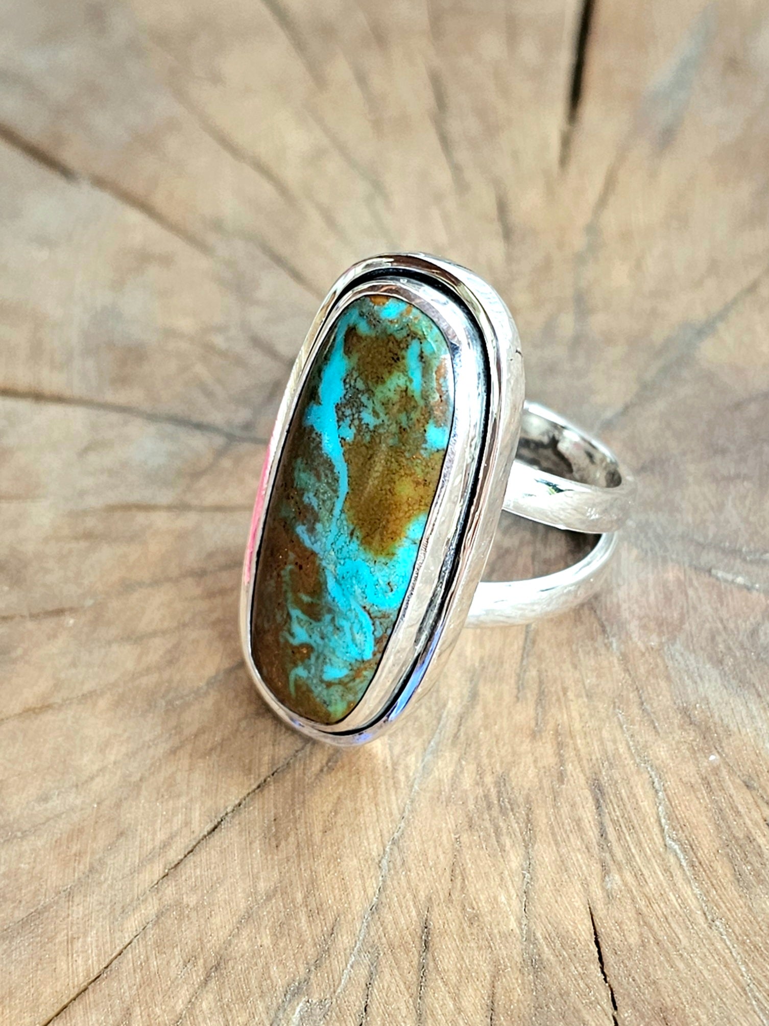 Sterling Silver Ring w/ Royston Turquoise. sz. 9.75