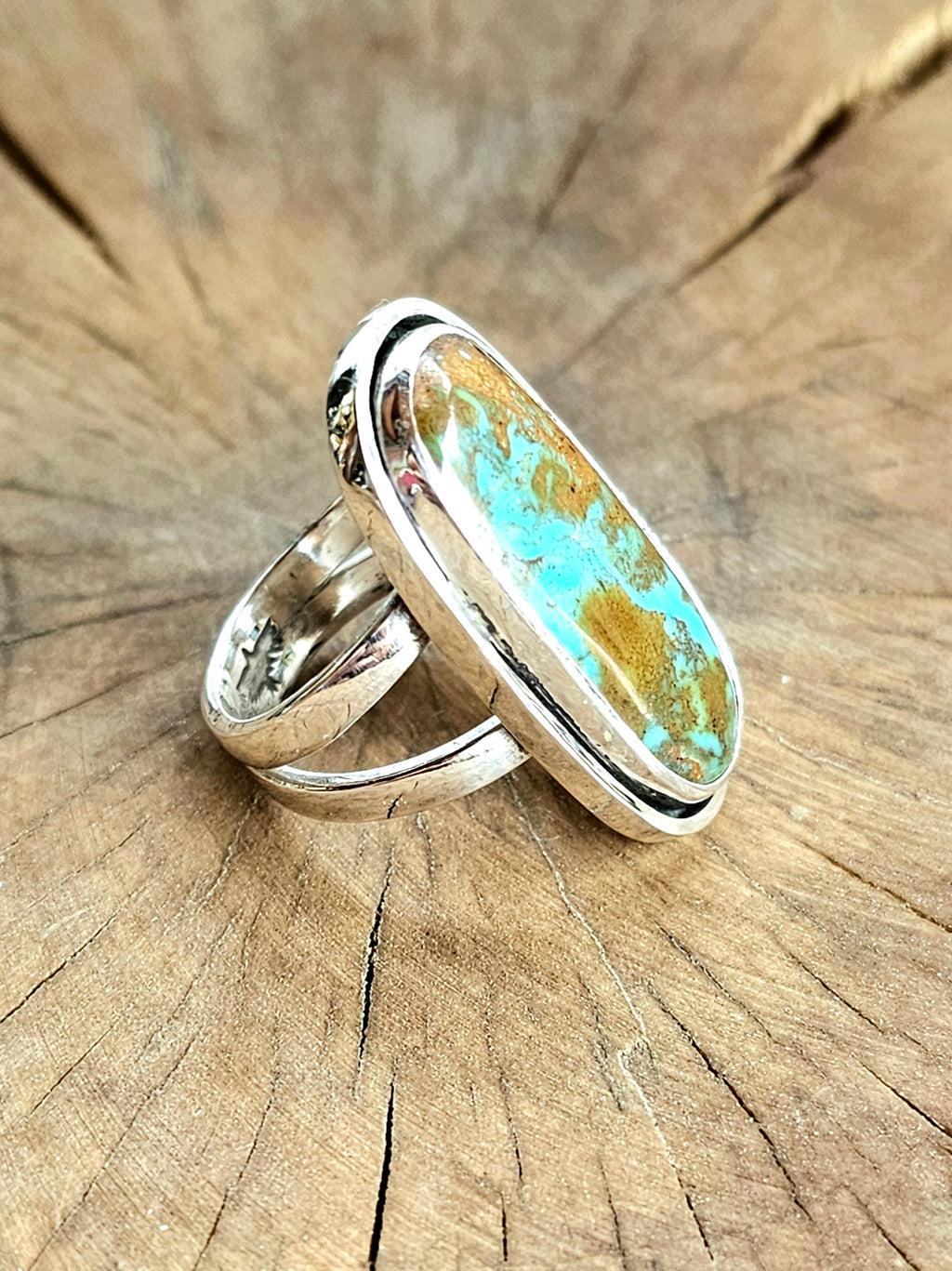 Sterling Silver Ring w/ Royston Turquoise. sz. 9.75