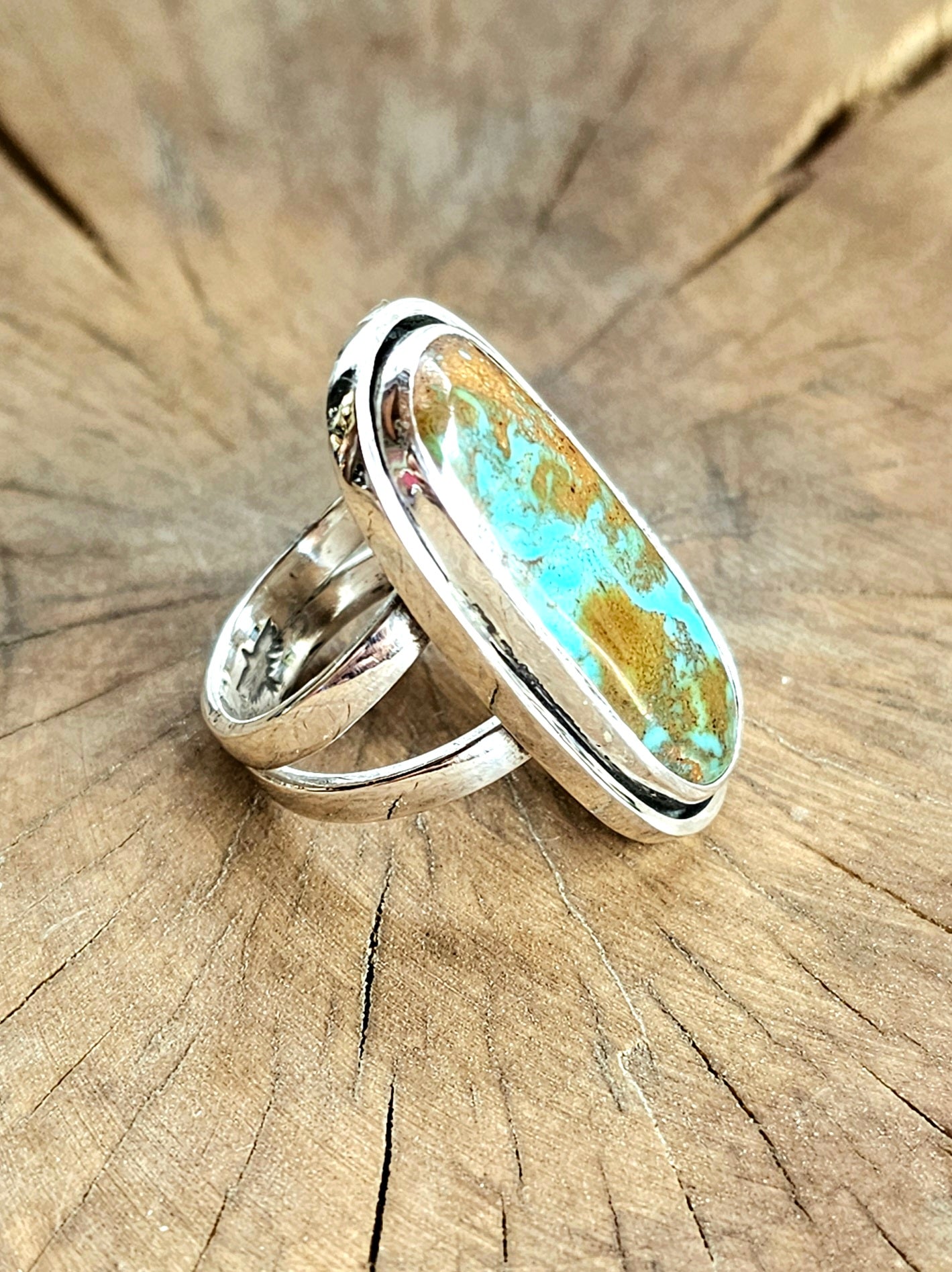 Sterling Silver Ring w/ Royston Turquoise. sz. 9.75