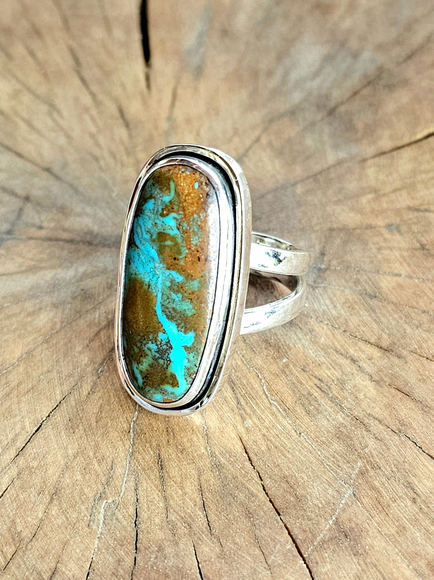 Sterling Silver Ring w/ Royston Turquoise. sz. 9.75