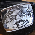 Heavy Sterling Silver UFO Belt Buckle