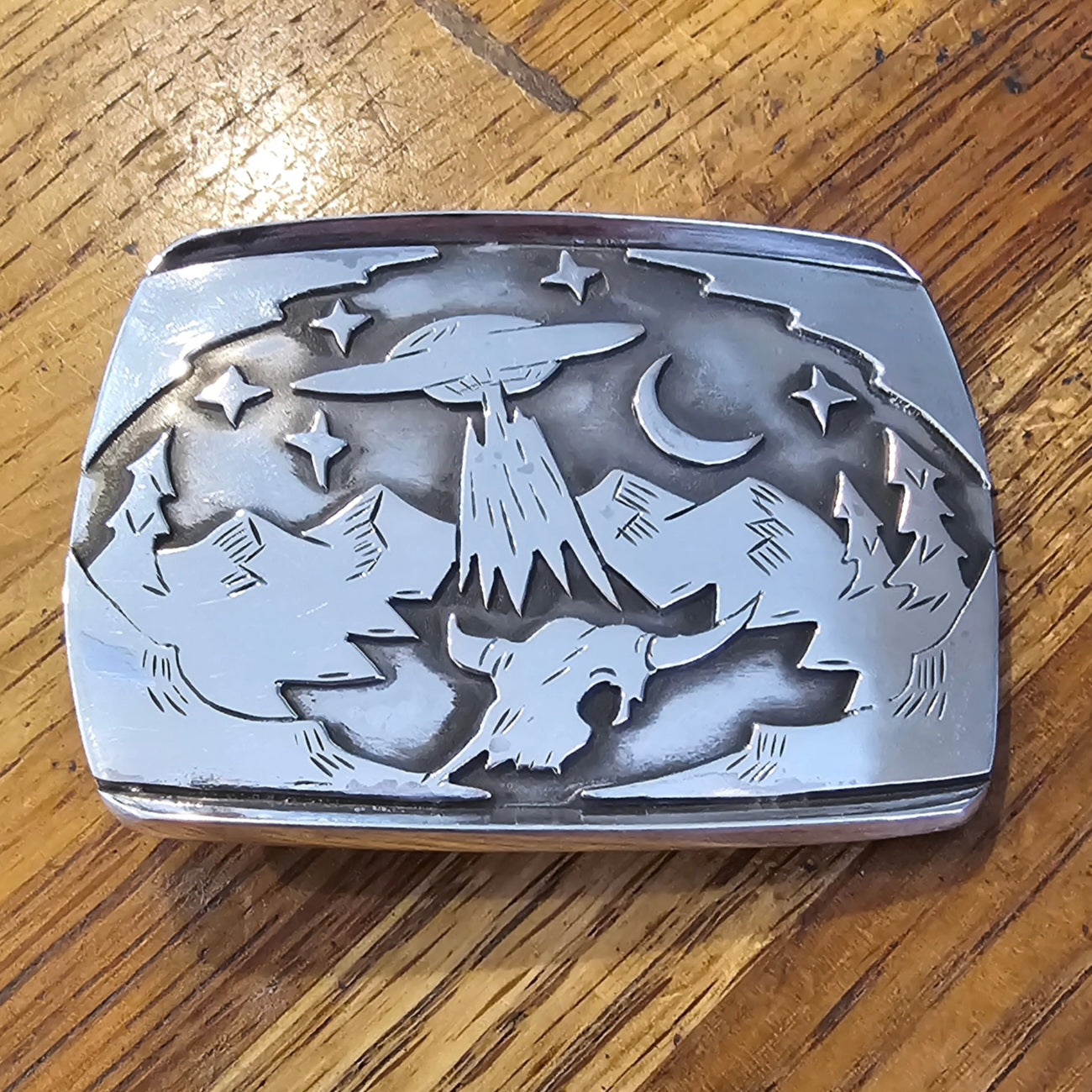 Heavy Sterling Silver UFO Belt Buckle